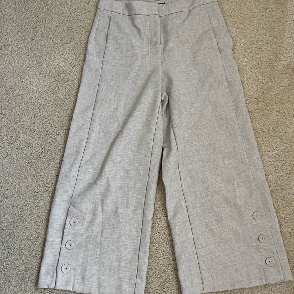 Ann Taylor Beige Wide-Leg Cropped Pants